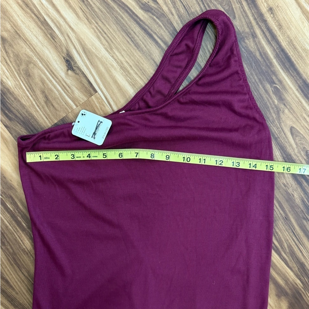 New Free People Saturday Night Cotton Ribbed One-Shoulder Dress - Picture 5 of 5